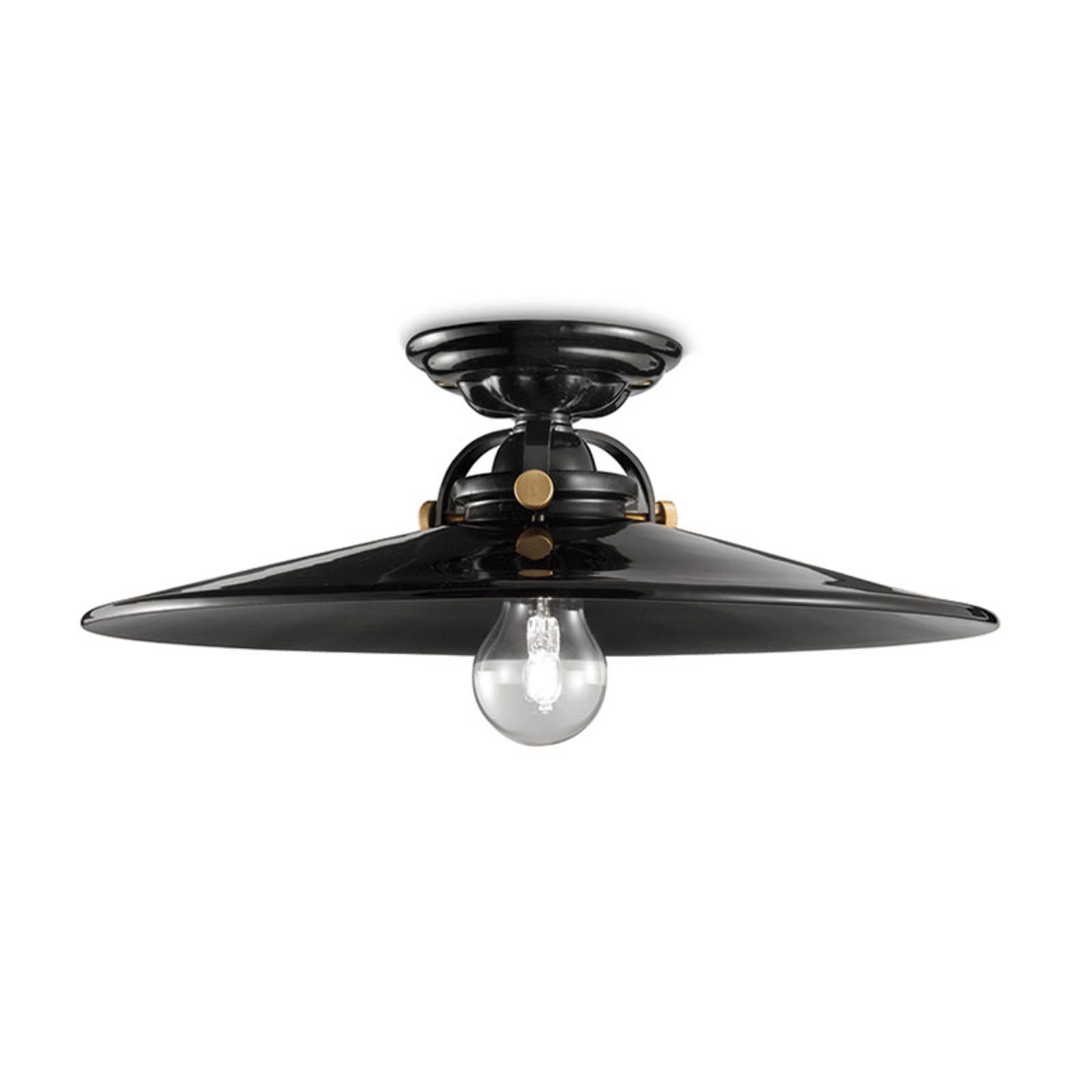 Ferroluce Deckenlampe C105, dimmbar, schwarz, für Wohn- / Esszimmer, Keramik, Vintage, Deckenlampe