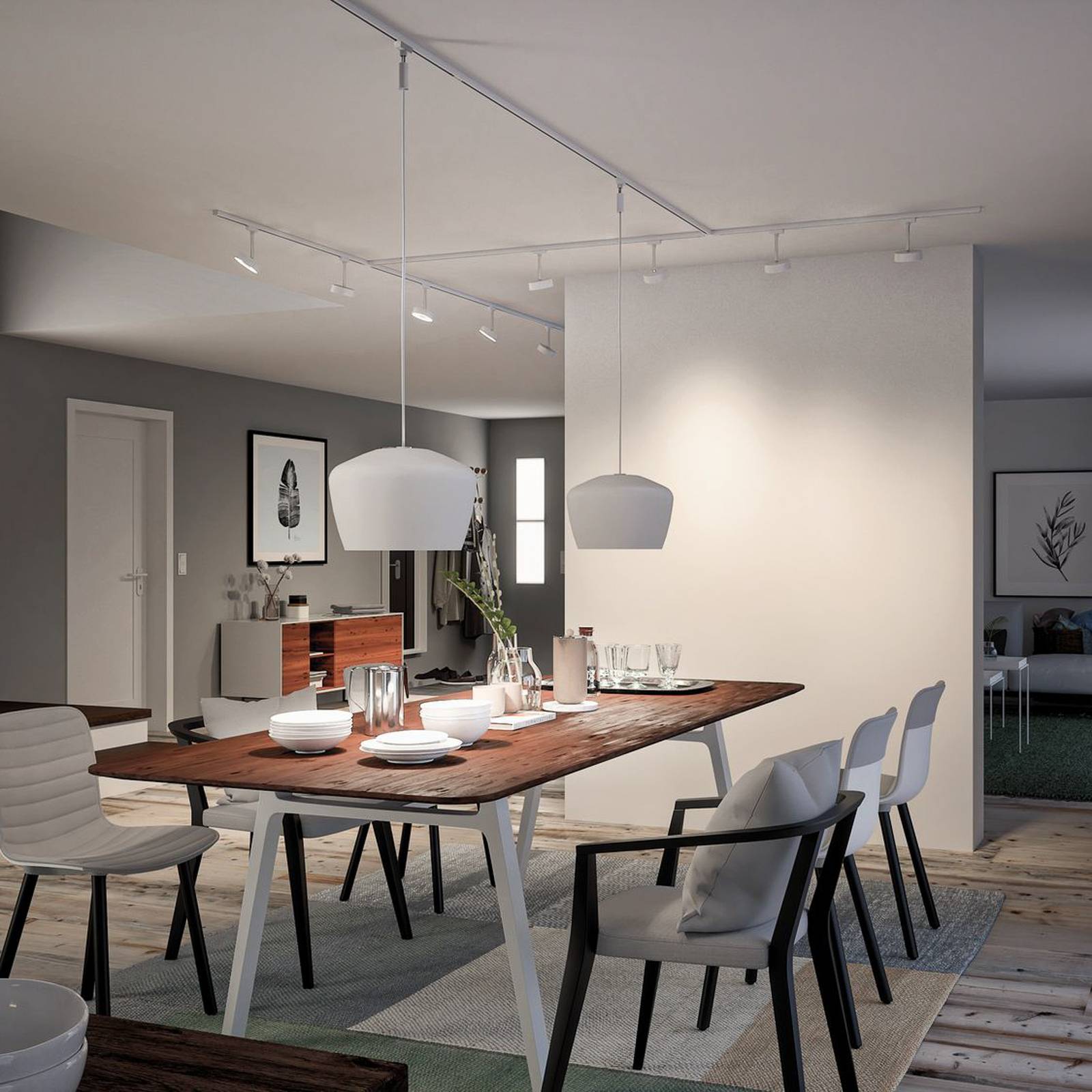 Paulmann URail Circle Spot 3-step-dim 3.000K weiß Circle, dimmbar, weiß / opal, für Wohn- / Esszimmer, Metall, Modern