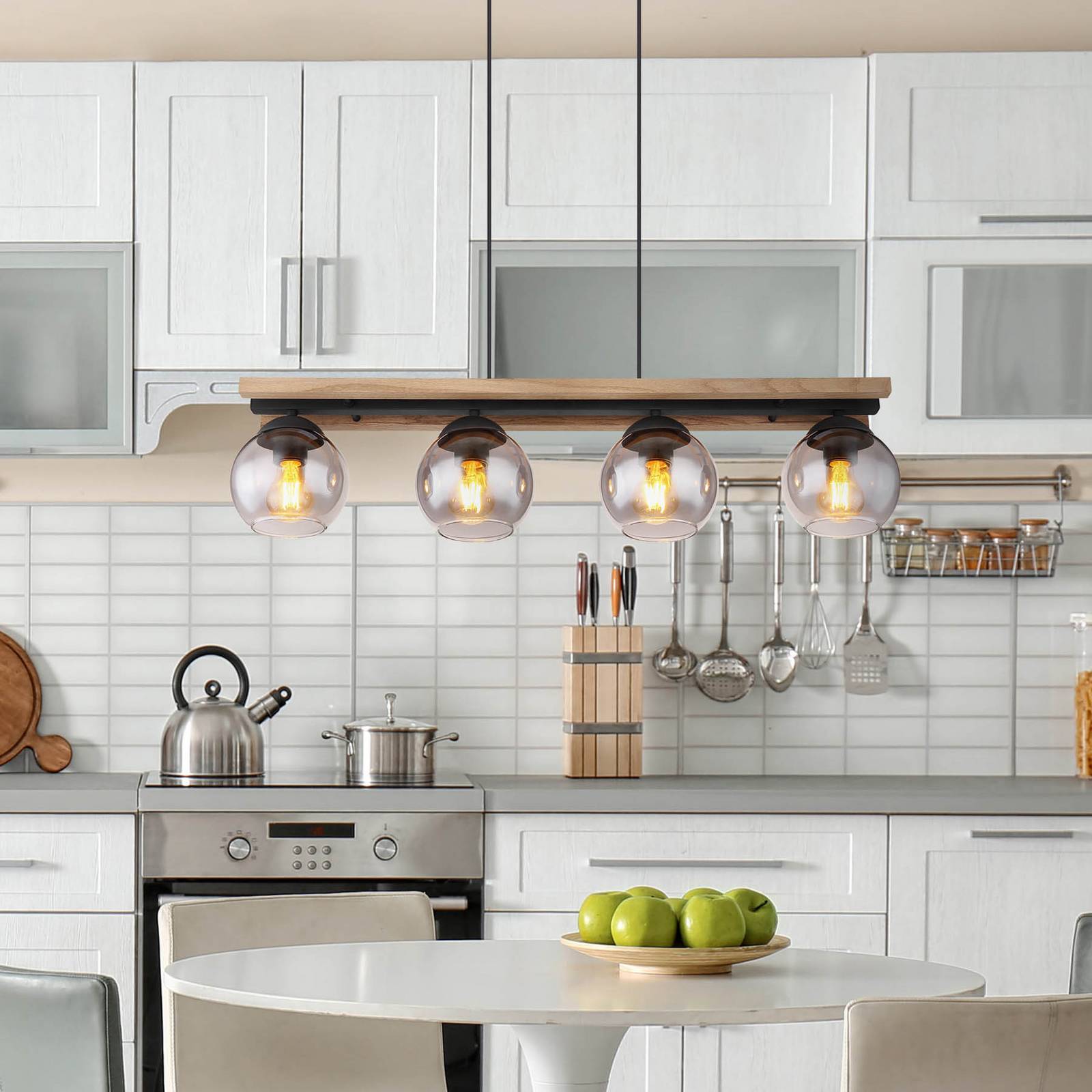 Globo Glas Hängelampe Conni, dimmbar, alu / grau / zink, für Wohn- / Esszimmer, Glas, Pendelleuchte