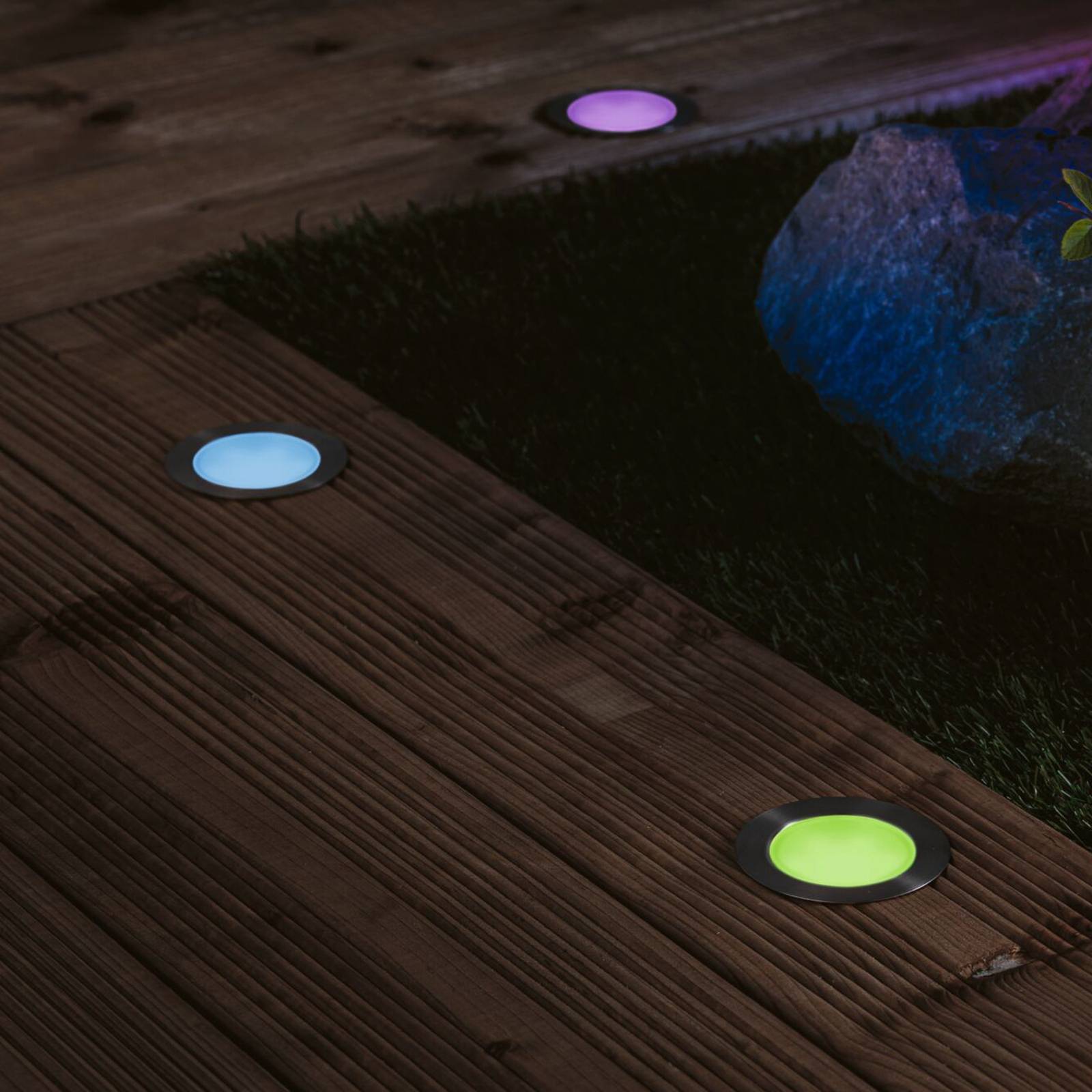 Paulmann Plug & Shine Einbaustrahler Floor 3er RGBW ZigBee Floor, dimmbar, alu / grau / zink, Metall