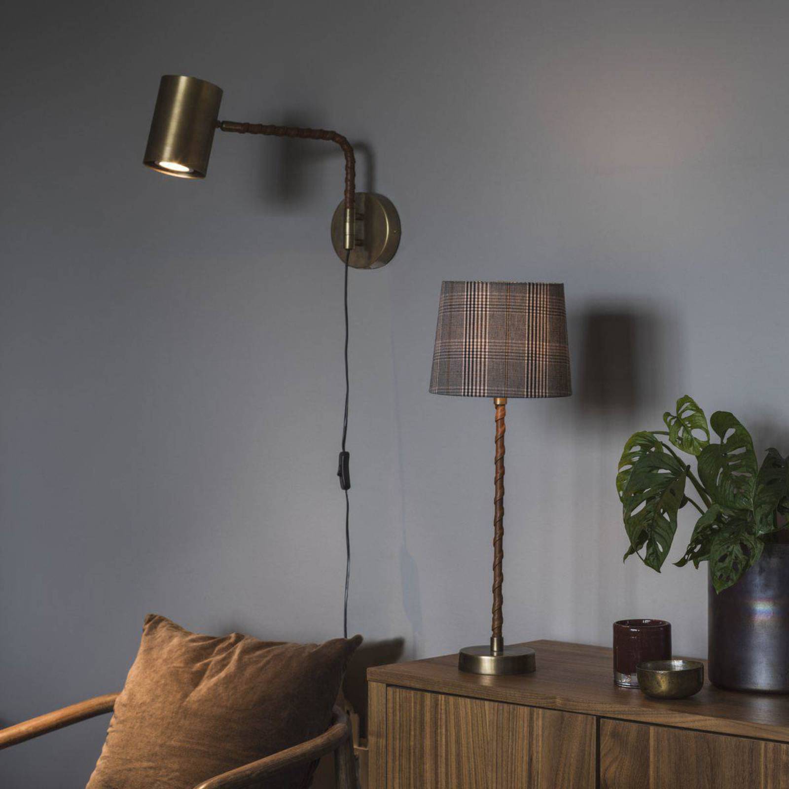 PR Home Wandlampe Nora, dimmbar, bronze / altmessing, für Wohn- / Esszimmer, Metall, Wandleuchte, Wandlampe Innen