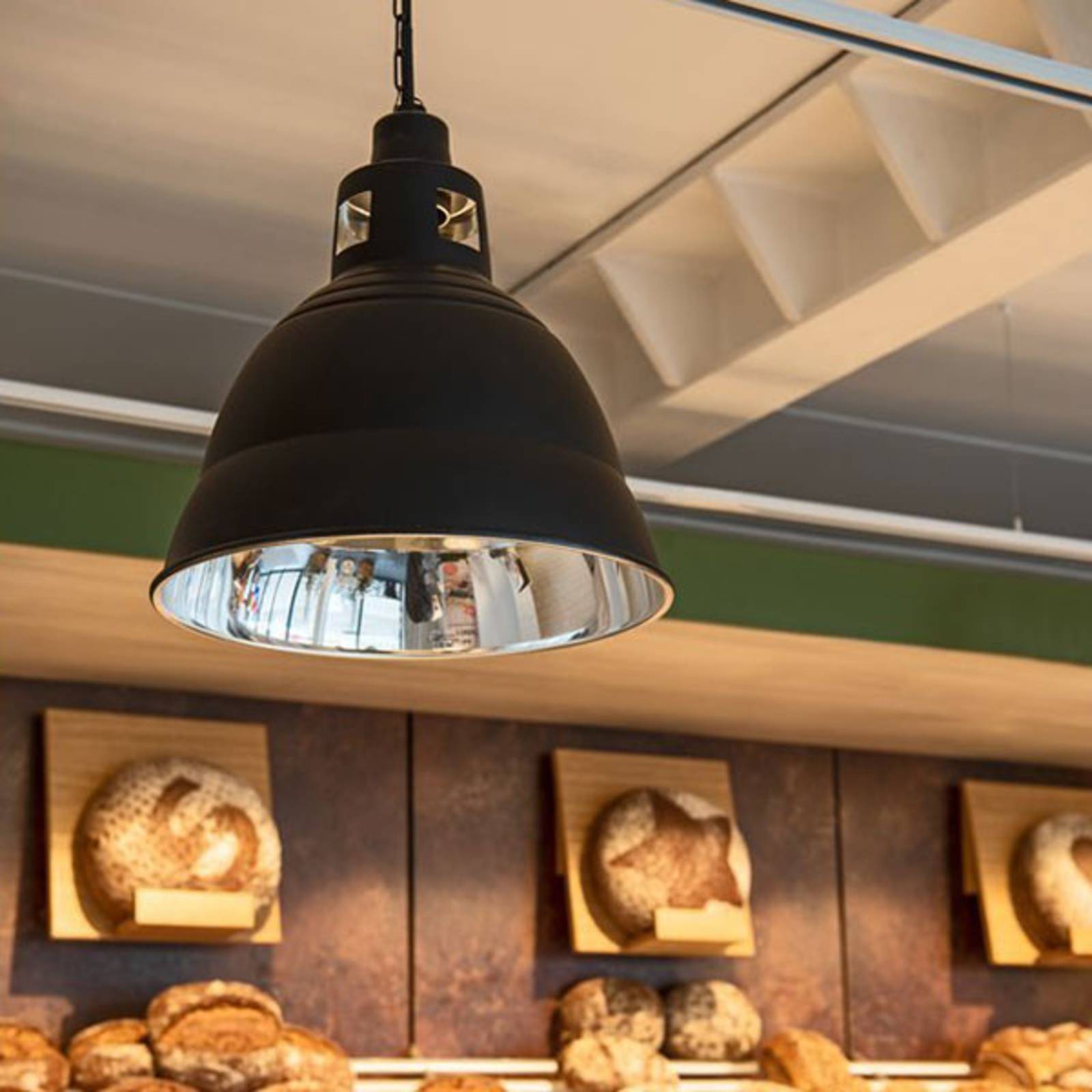 SLV Para 380 Pendelleuchte, schwarz 380, dimmbar, schwarz, für Wohn- / Esszimmer, Aluminium, Industrielles Design, Pendelleuchte