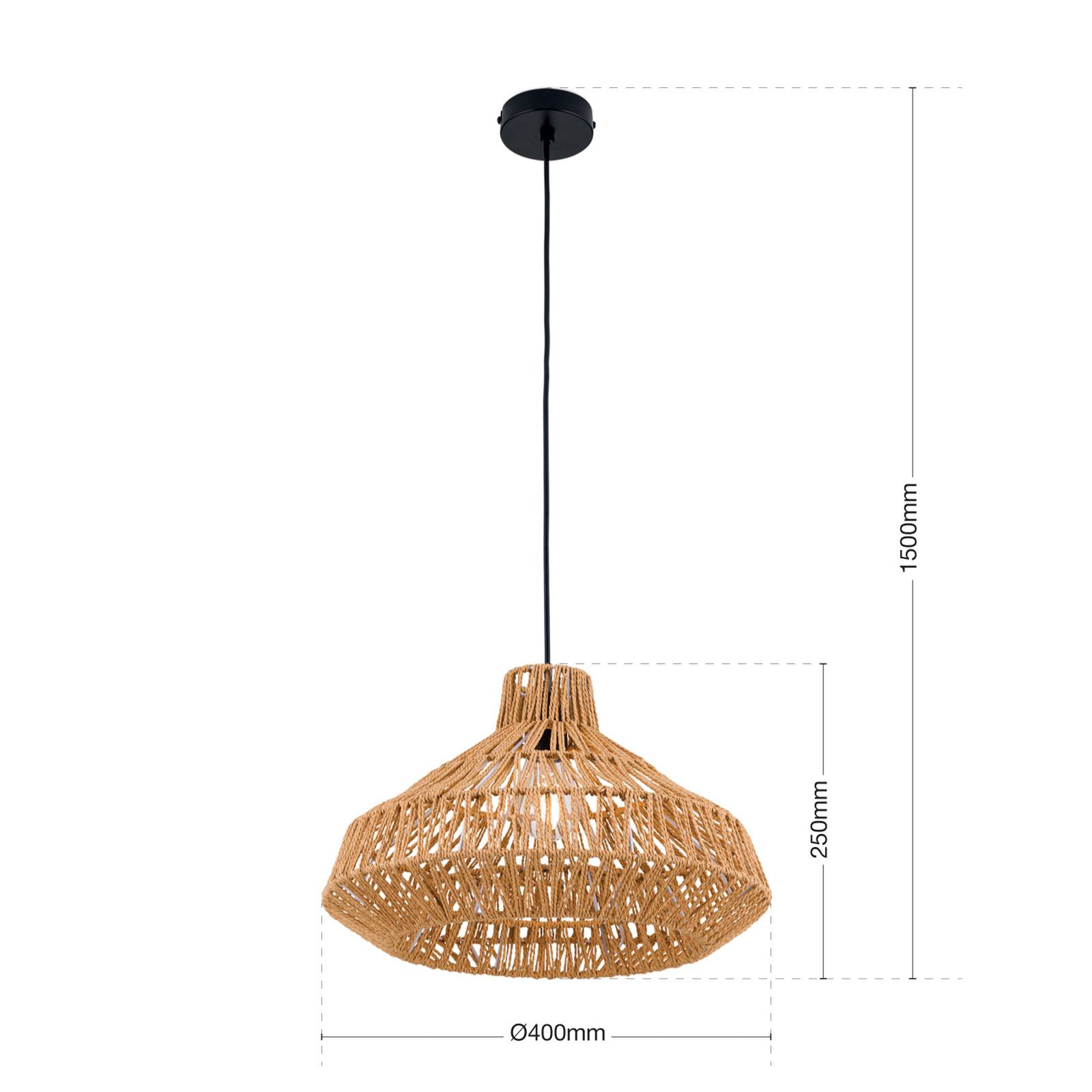 ORION Hängelampe Basket, dimmbar, Holz hell, für Wohn- / Esszimmer, Metall, Pendelleuchte