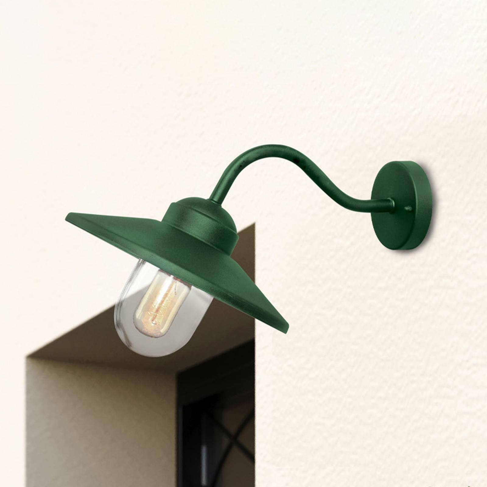 Elstead Aussenwandleuchte Klampenborg, dimmbar, grün, Edelstahl, Landhaus / Rustikal