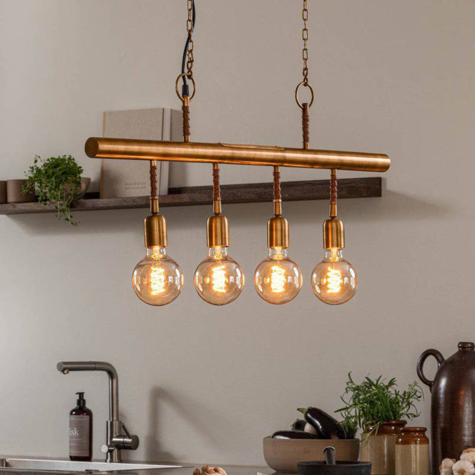 PR Home Hängelampe Nora, dimmbar, bronze / altmessing, für Wohn- / Esszimmer, Metall, Pendelleuchte