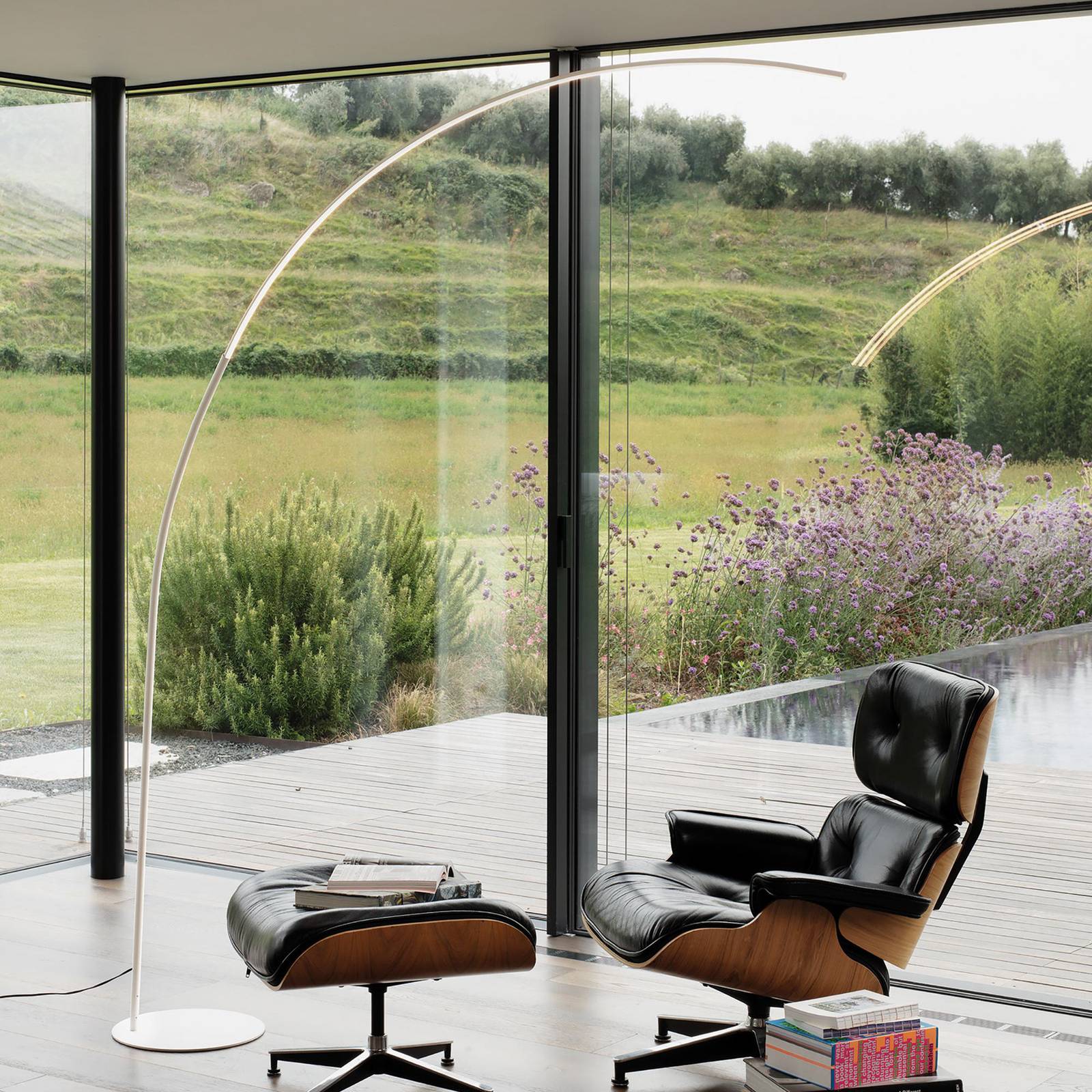 Ideallux Bogenlampe Comet, weiß / opal, für Wohn- / Esszimmer, Metall, Modern, Stehlampe