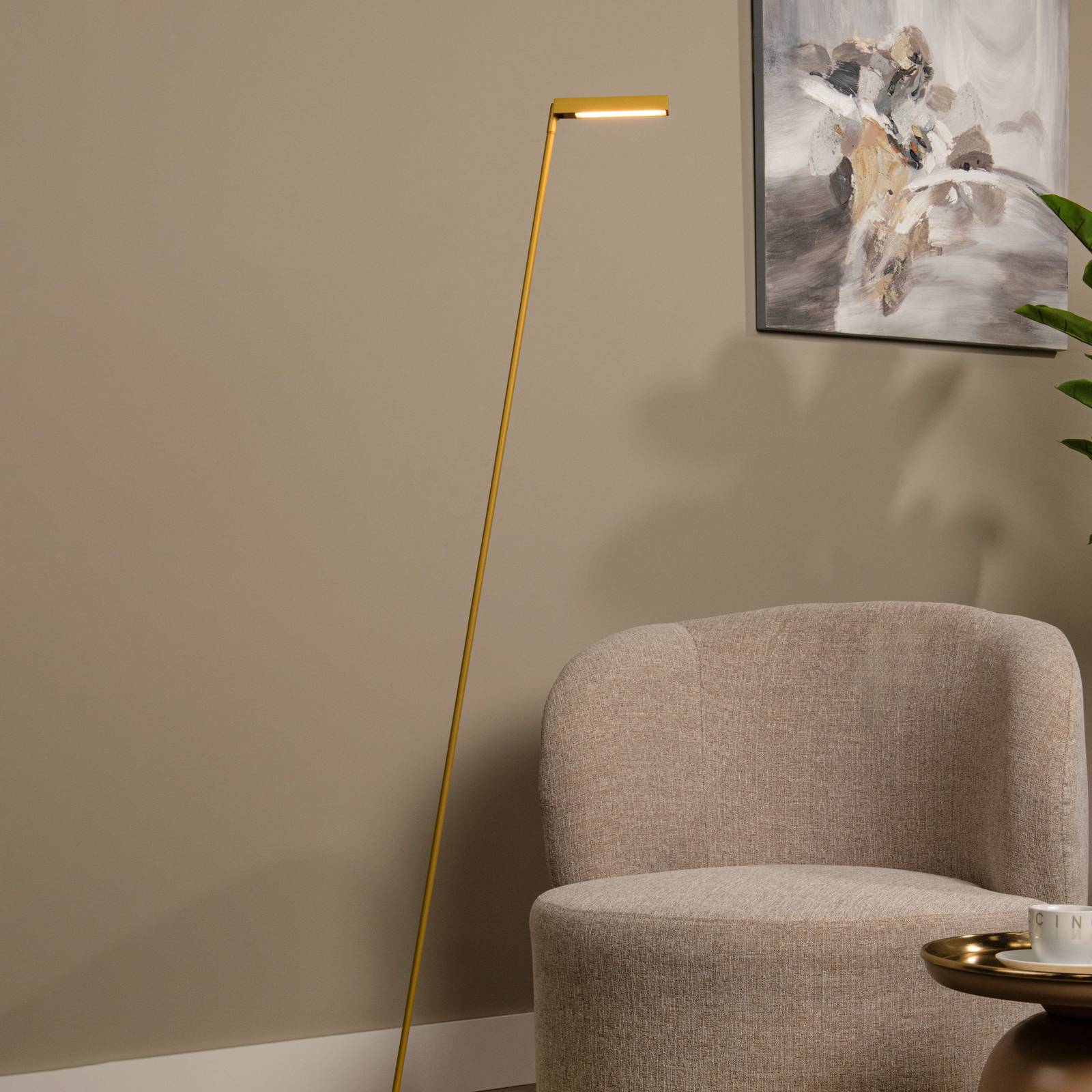 Lucide LED Stehlampe Lavale, dimmbar, gelb / orange, für Wohn- / Esszimmer, Metall, Modern, LED Stehlampe