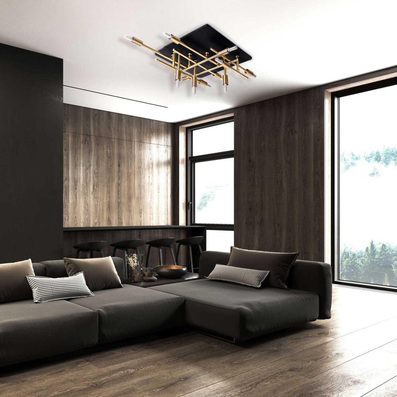 Näve Deckenlampe Ancona, messing / gold, für Wohn- / Esszimmer, Metall, Deckenlampe