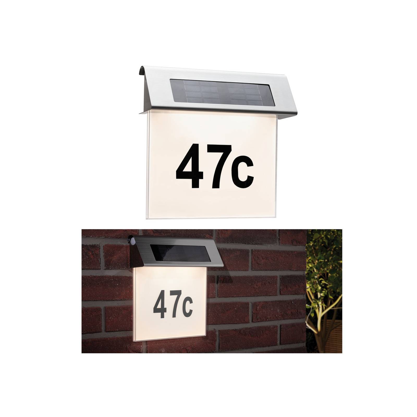 Paulmann Solar Hausnummernleuchte mit LED, IP44, alu / grau / zink, Edelstahl, Modern, Wandleuchte außen