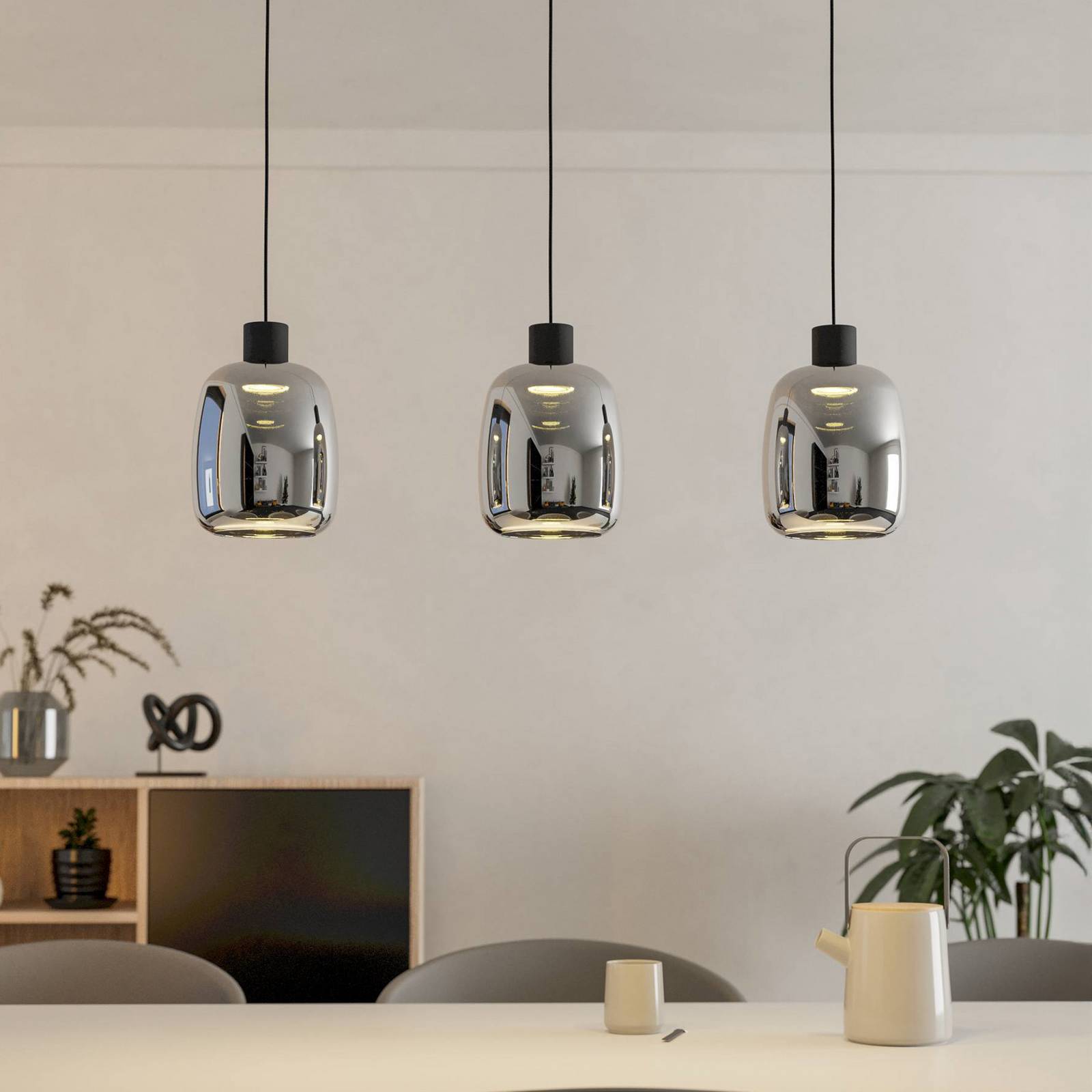 EGLO Smarte Hängelampe Connect Molochio-Z, dimmbar, schwarz, für Wohn- / Esszimmer, Glas, Smart Home Pendelleuchte