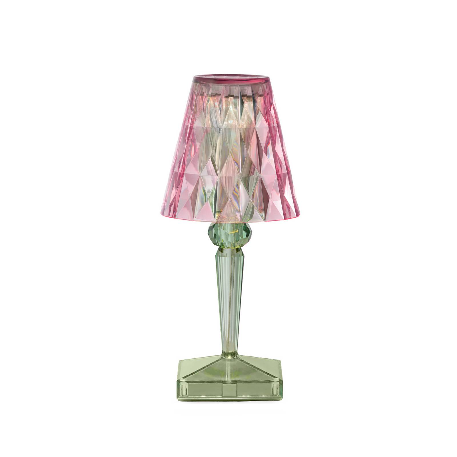 Kartell LED-Akku-Tischlampe Battery, 30 cm, pink/grün, IP54 Battery, grün, für Schlafzimmer, Kunststoff, Design