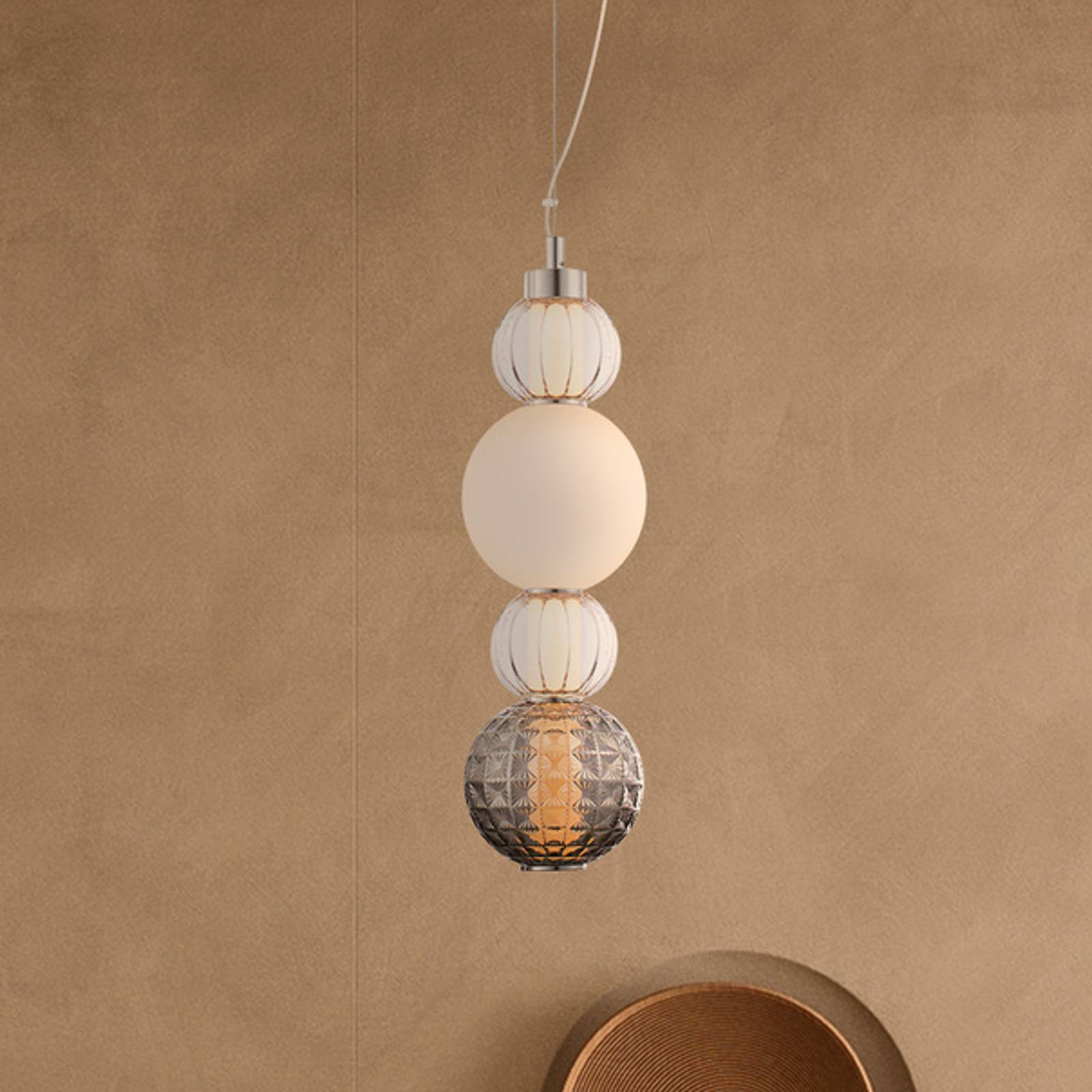 Maytoni Glas Hängelampe Collar, chrom / silber, für Wohn- / Esszimmer, Glas, Modern, Pendelleuchte