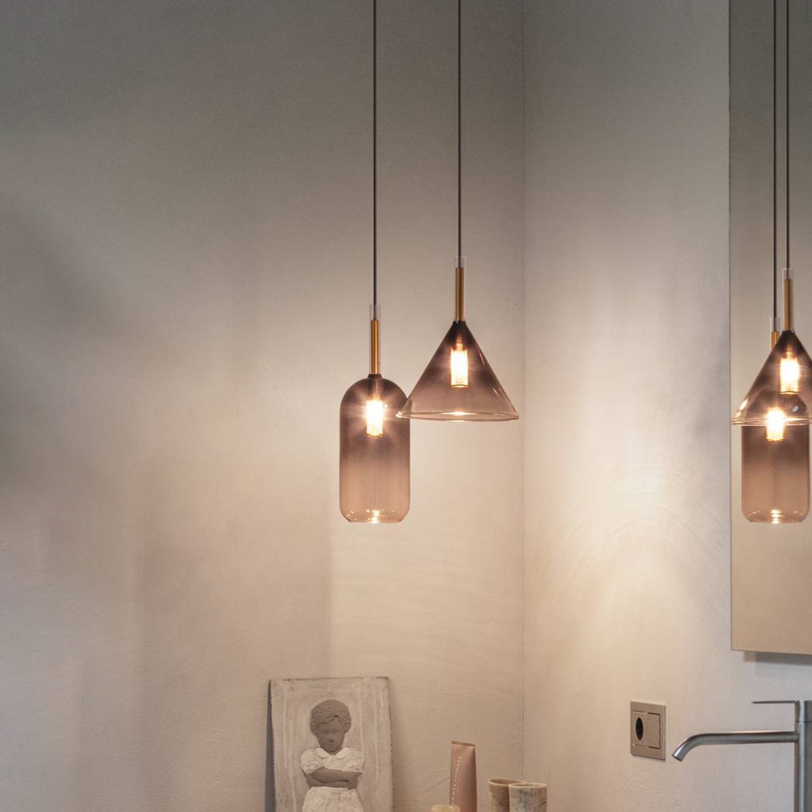 Ideallux Glas Hängelampe Empire Cono, klar / transparent, für Wohn- / Esszimmer, Glas, Modern, Pendelleuchte