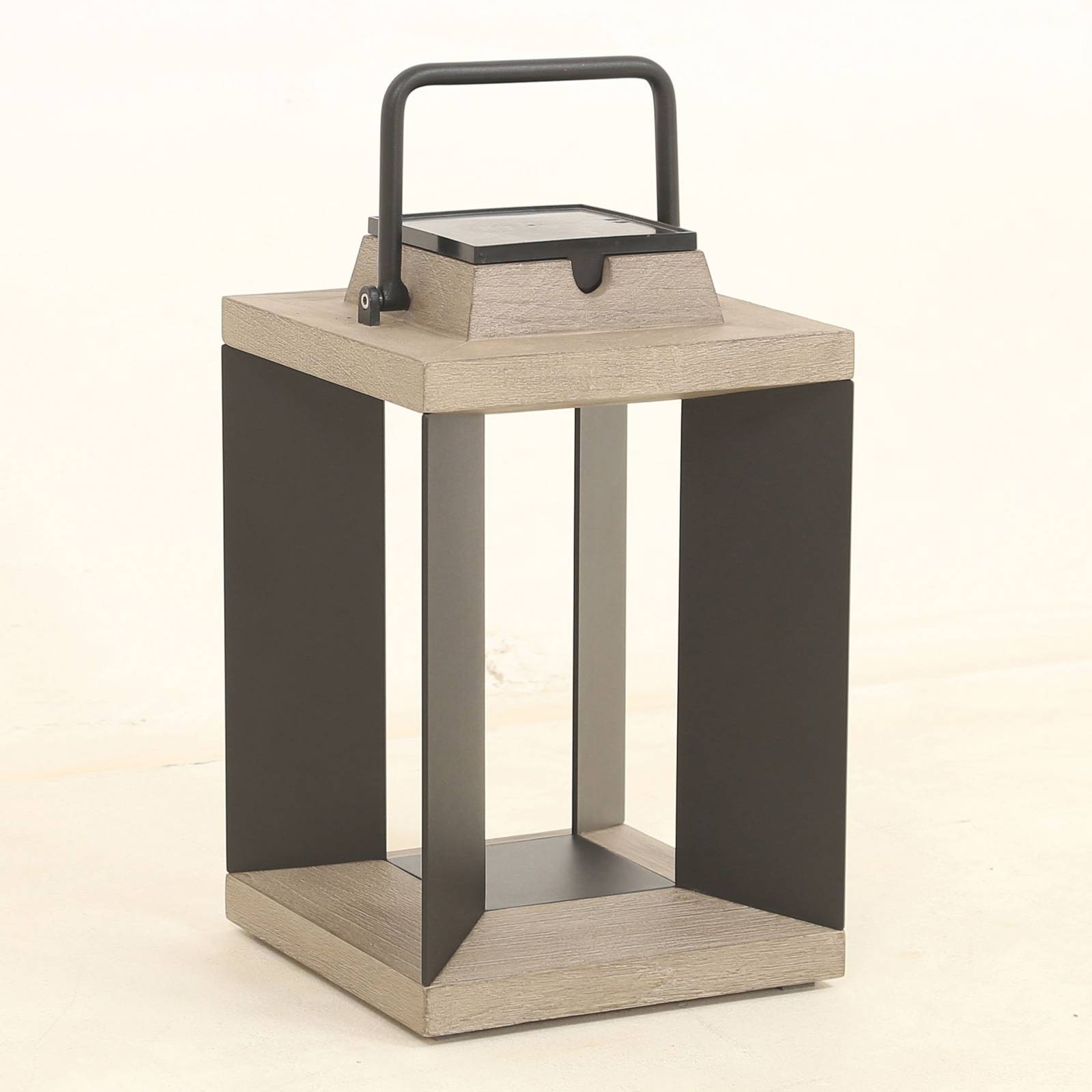 Les Jardins Solarlaterne Teckalu, Duratek/Alu schwarz, 36,5cm dimmbar, Aluminium, Solarleuchten