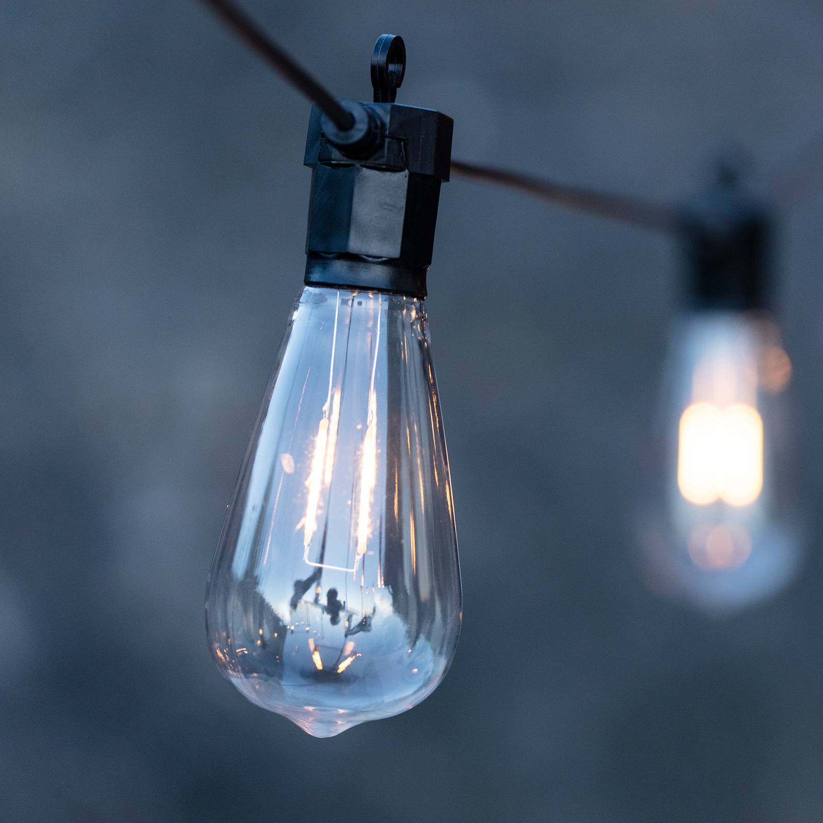 Markslöjd Garden 24 LED-Lichterkette Pear 10-flammig ST64 Pear, dimmbar, klar / transparent, Kunststoff, Modern