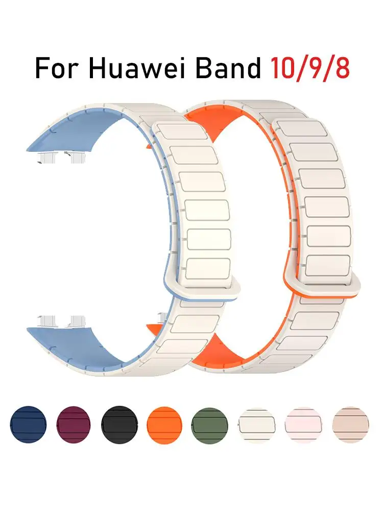 Magnetische Schlaufenriemen für Huawei Band 10/9/8, Armbandzubehör, Sport-Silikonarmbänder, Pulseira Correa für Huawei Bands 9 8 NFC Image