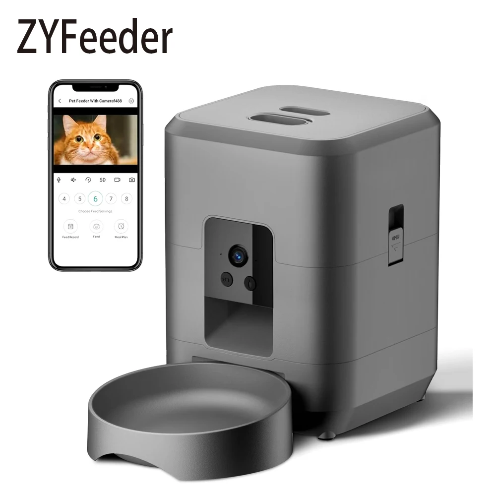 Distributeur automatique de nourriture pour animaux de compagnie 2L, mangeoire intelligente pour chat avec Wi-Fi et caméra, distributeur de nourriture pour chien et chat, application à distance (sans