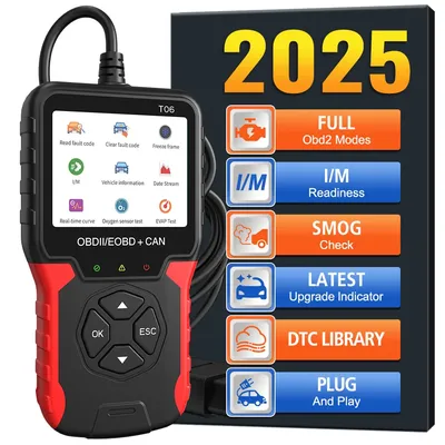 Code Reader OBD2 Scanner Check Engine System Multi-language Support T06 Auto Accessories Battery