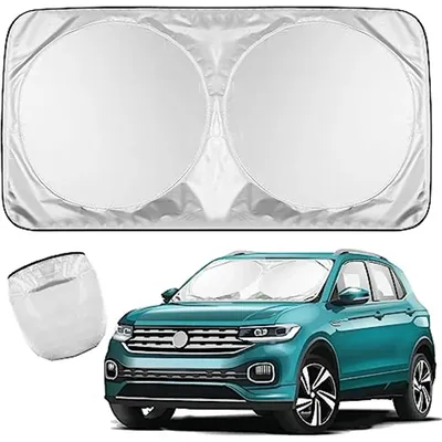 Silver Coated Double Circle Car Sunshade Summer Sunshade and Sunscreen Cloth Universal Foldable