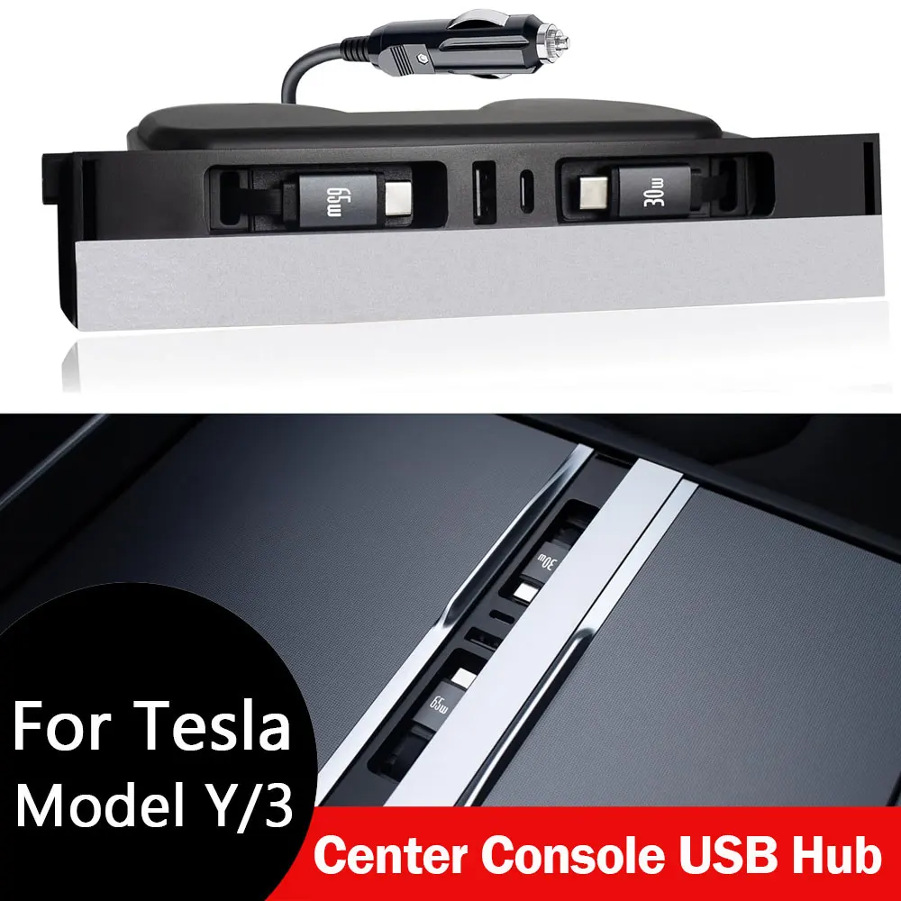 Caricatore hub USB per caricatore di ricarica per console centrale Tesla Docking Station modello Y Juniper 2025-2026 e modello 3 Highland 2024-2026