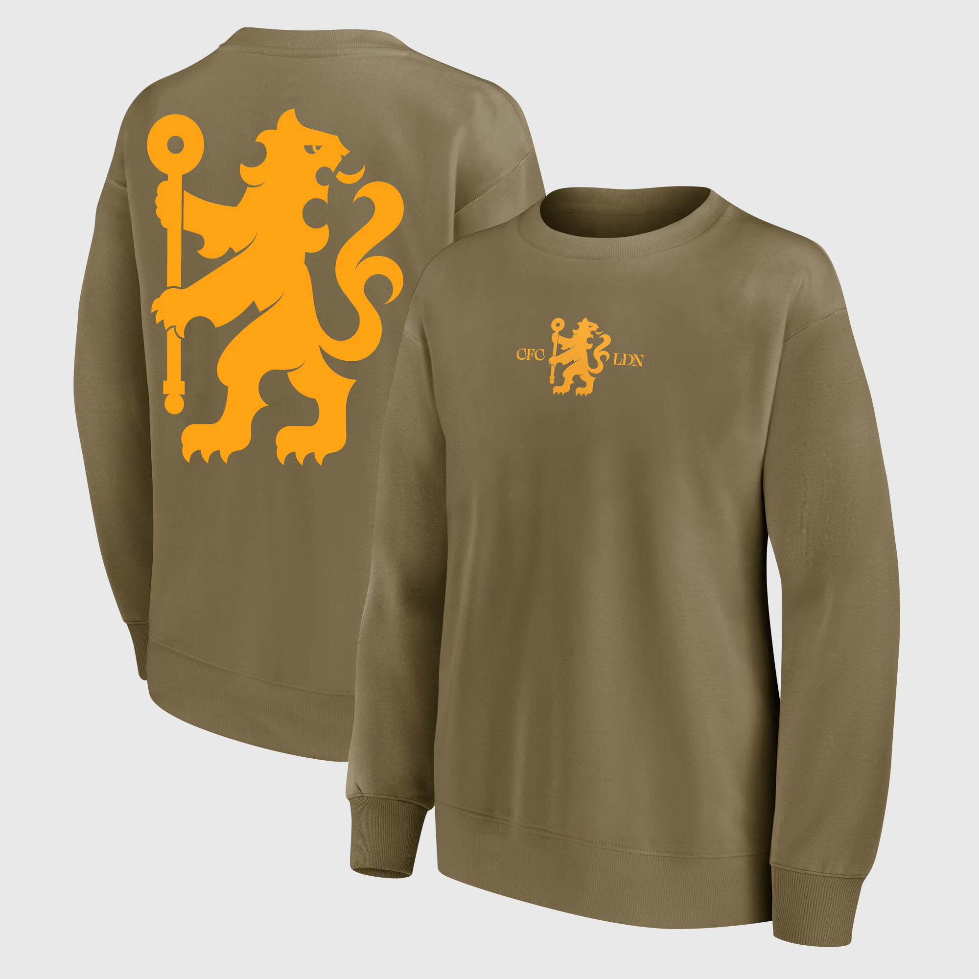 Chelsea Rampant Lion Fashion Oversized Rundhals-Sweatshirt – Khaki – Damen