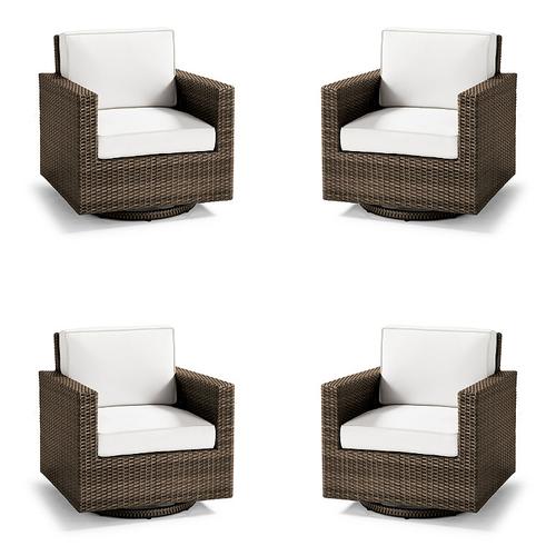 Small Palermo 4-pc. Swivel Lounge Chair in Bronze Wicker - Quick Dry, Vista Boucle Air Blue - Frontgate