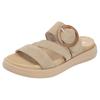 Pantolette REMONTE, Damen, Gr. 41, beige (natur), Veloursleder, modisch, Schuhe, Sommerschuh, Schlupfschuh, Komfortschuh mit großer Zierschnalle