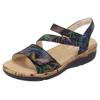 Keilsandalette REMONTE, Damen, Gr. 37, schwarz (schwarz multi), Leder, casual, Schuhe, Sommerschuh, Klettschuh, Riemchensandale mit Softfußbett