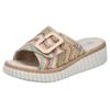 Keilpantolette RIEKER, Damen, Gr. 42, bunt (pastell multi), Bast, Flechtoptik, klassisch, Schuhe, Sommerschuh, Strandschuh, Hausschuh mit praktischem Klettverschluss, Topseller