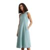 Midikleid MARC O'POLO "in A-Linie geschnitten", Damen, Gr. 32, Normalgrößen, pure teal, Obermaterial: 100% Leinen; Futter: 100% Baumwolle, unifarben, figurbetont lang, Rundhals, ohne Ärmel, Kleider