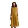 Midikleid MARC O'POLO "in A-Linie geschnitten", Damen, Gr. 44, Normalgrößen, gelb (golden gelb), Obermaterial: 100% Leinen; Futter: 100% Baumwolle, unifarben, figurbetont lang, Rundhals, ohne Ärmel, Kleider