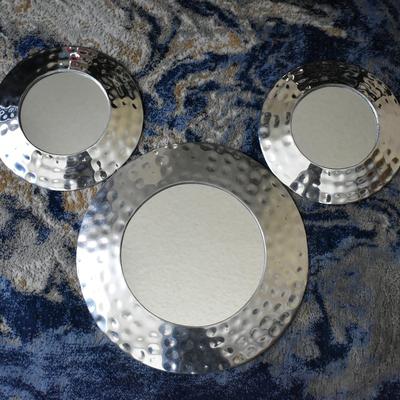 Disney Wall Decor | 2000's Disney Cruise Line Cruise Prop Mickey Mouse Head Silver Plated Mirror Set | Color: Silver | Size: Os