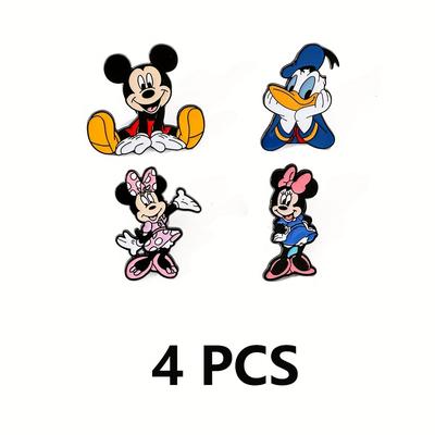 TEMU 4pcs Creative Cartoon Mouse Brooch Cute Mouse Enamel Pin Metal Badge Jewelry Backpack Clothing Accessories Festive Gift Image