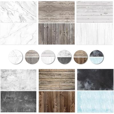 TEMU 6pcs, 12patterns 35*22 Inch Photography Background Paper, Double Sided Marble/wood/cement Texture Pattern Flat Lay Photo Tabletop Backdrops Boards For Jewelry Cosmetics Makeup Props Image