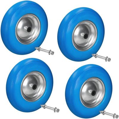 4er Set Schubkarrenrad aus pannensicherem pu Vollgummi, Ersatzrad Gummirad mit Achse, 4.80/4.00-8, Image