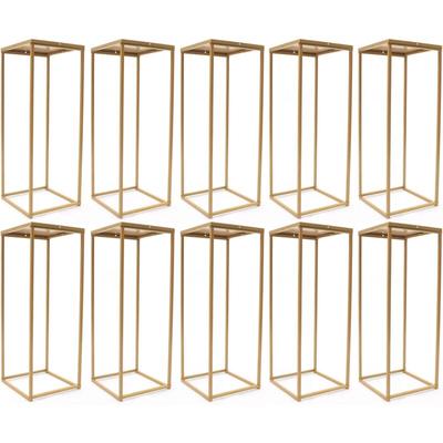 Gojoy - 10 Stück 80 cm Gold Blumenständer aus Metall 80cm Höhe Hochzeit Vase Set, Rechteckig, Image