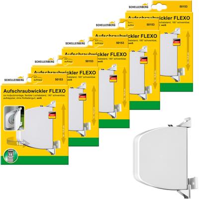 Aufputz-Gurtwickler SCHELLENBERG "Aufschraubwickler Flexo Mini", weiß, 5 tlg., Gurtwickler, aufklappbar und höhenverstellbar, 180 schwenkbar Image