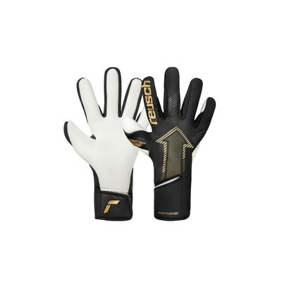 Torwarthandschuhe REUSCH "Fastgrip Gold", Damen, Gr. 11, gold (goldfarben, schwarz), 39% Polyester, 7% Polyurethan, 2% Polyamid, 52% Elastodien, mehrfarbig, sportlich, Handschuhe, mit Hybrid Negative Cut