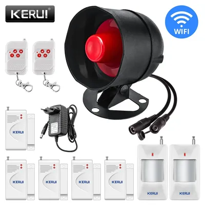 KERUI Tuya Smart WIFI Drahtlose Sicherheit Home Alarm System Kit Einbrecher Garage Alarm Sirene mit Motion Tür Sensor Alexa