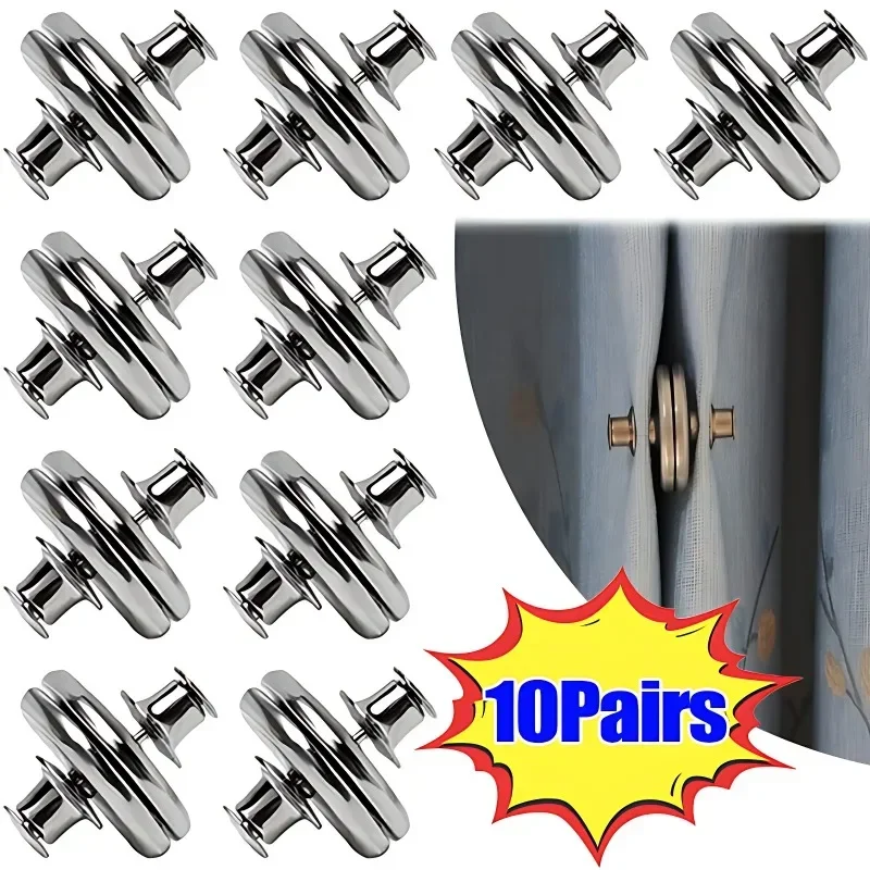 1-10Pairs Vorhang Magnetknopf Nagelfrei Abnehmbarer Fenstervorhang Schließen Magnet Schnalle Einstellung Vorhang Clip Zubehör Image