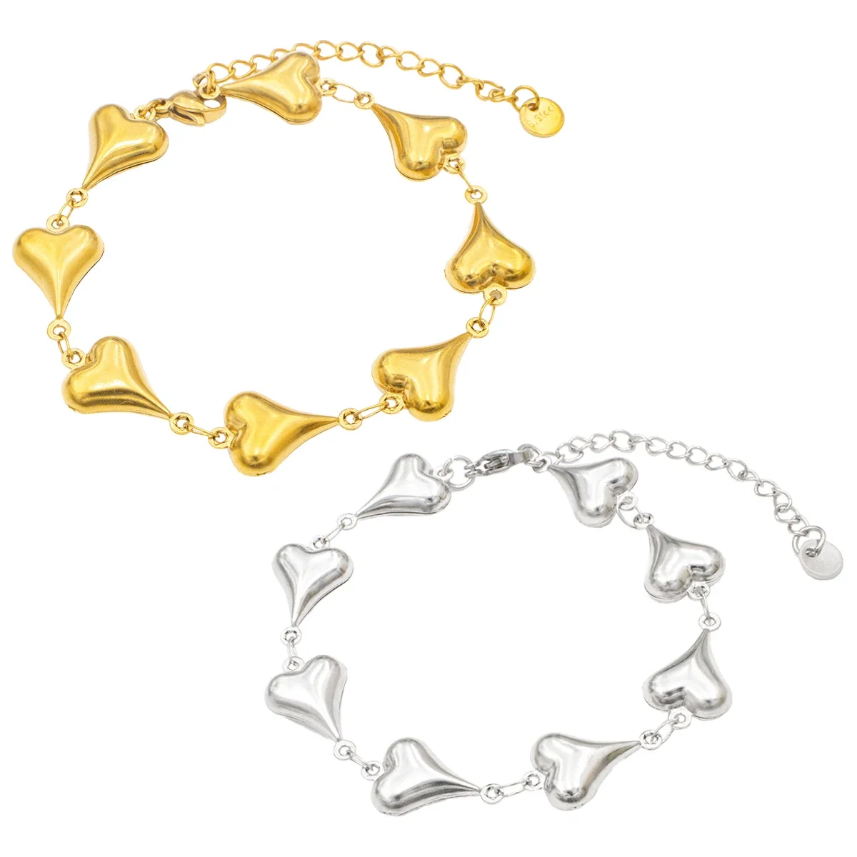 2025, neues goldfarbenes Herz-Armband aus Edelstahl für Damen – süßer, verstellbarer Schmuck, hypoallergenes Geschenk für Mädchen Image