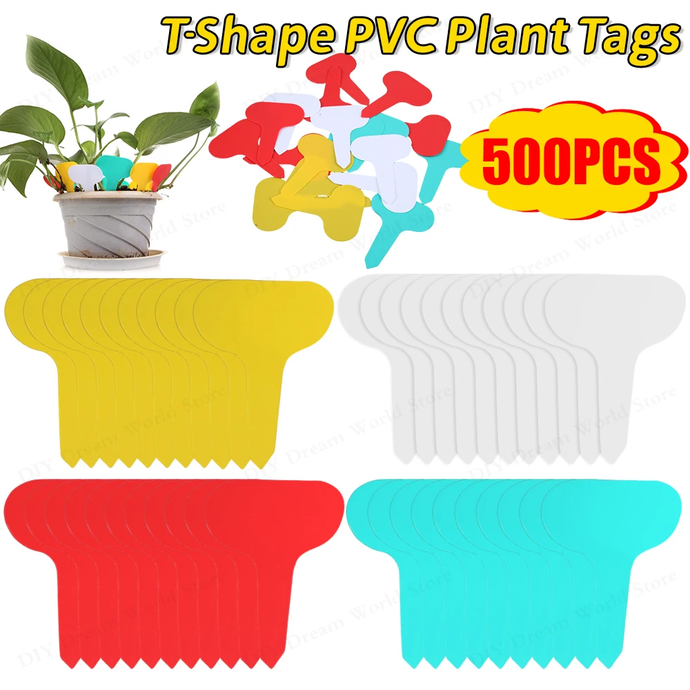 100 Stück T-förmige Kunststoff-Pflanzenetiketten für Kinderzimmer, Gartenpflanzenetiketten, Blumentöpfe, Markierungen, Schild, Gartengeräte für Sämlinge Image