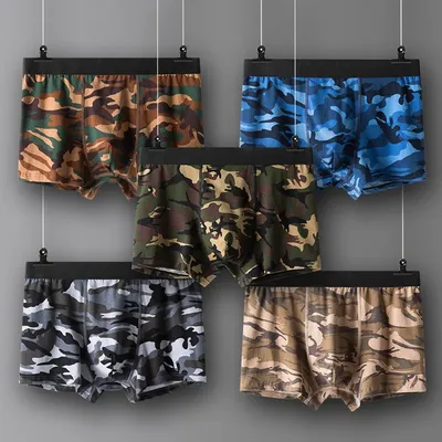 Neue Marke Camouflage Sexy Unterwäsche Herren Baumwolle Boxer Höschen Grau Boxershorts Komfortable Packung mutande Uomo Neue Image