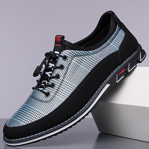 Schwarze Karo-Sneaker für Herren mit Schnürung – bequeme Schuhe für lässige und sportliche Ausflüge Image