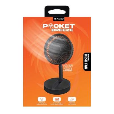 Premier 07290 - Pocket Breeze Foldable & Portable Rechargeable Fan (PBF04BK) Everyday Electronics