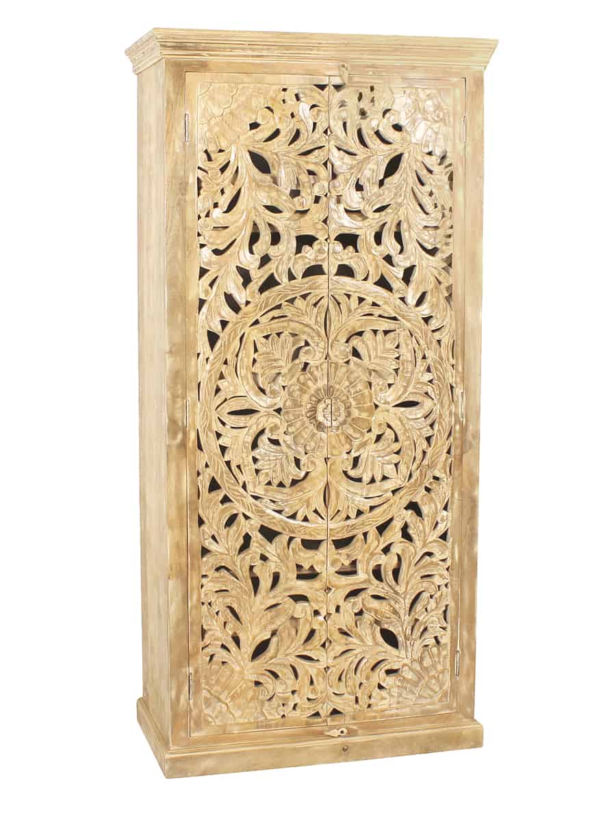 MiaMöbel Garderobenschrank 'Varanasi' Massivholz Mango Modern Indien Indisch