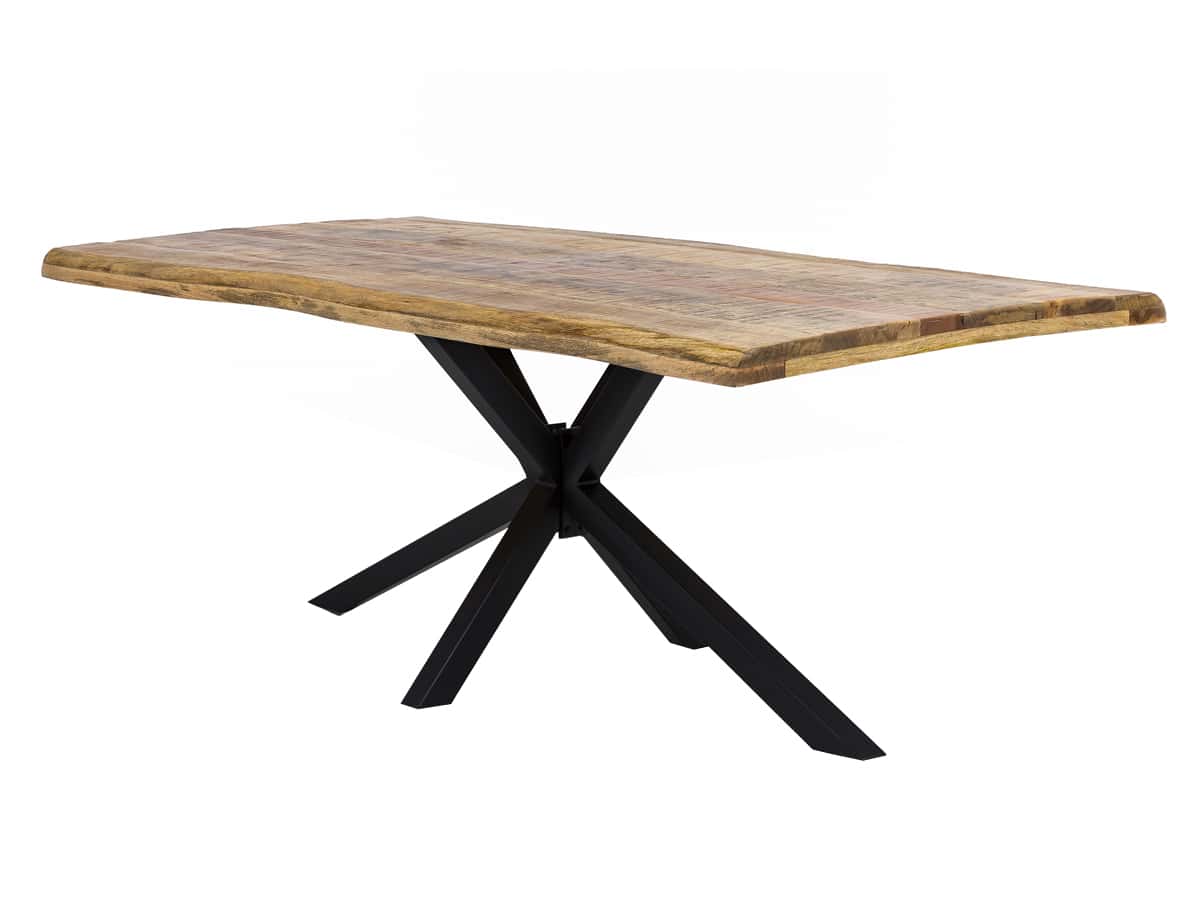 MiaMöbel Esstisch 'Vanaja' 180x90 cm, Mango/Antikschwarz Massivholz, Metall Mango Modern