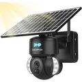 Gotrays - Telecamera di sorveglianza WiFi solare per esterni, telecamera solare wireless 2K 3MP +