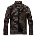 Giacca da uomo in pelle PU foderata in pile Colletto alla coreana retrò Cappotto termico invernale Capispalla stile motociclista vintage per la stagione fredda