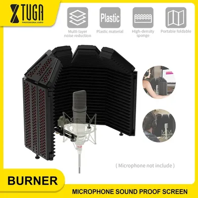 XTUGA BURNER Professional Microphone Isolation Cover 5 Panel Adjustable Foldable Recording Studio